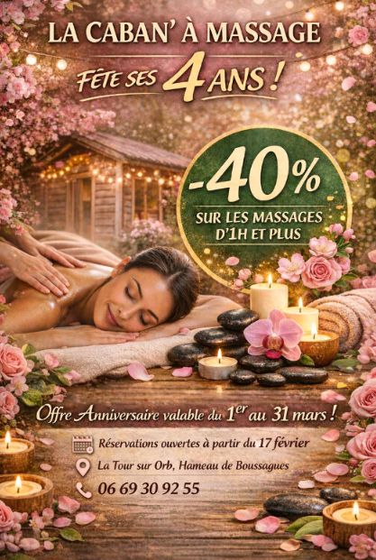 La caban&rsquo;à&rsquo;massage fête ses 4 ans